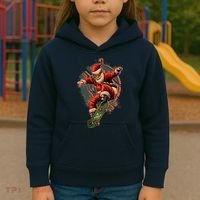 Cool Christmas Skateboarding Santa Claus Kids Hoodie thumb 3