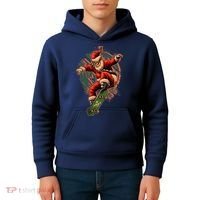 Cool Christmas Skateboarding Santa Claus Kids Hoodie thumb 4