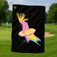 Cockatiel Cockatoo Summer Vacay Party Beach Vibes Funny Gift Golf Towel thumb 1