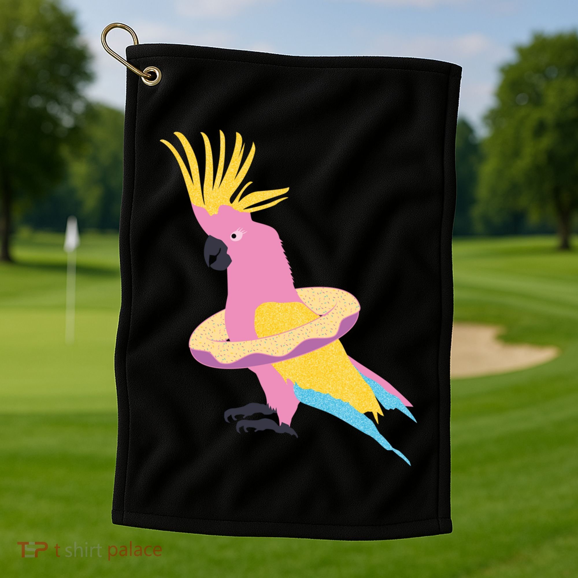 Cockatiel Cockatoo Summer Vacay Party Beach Vibes Funny Gift Golf Towel