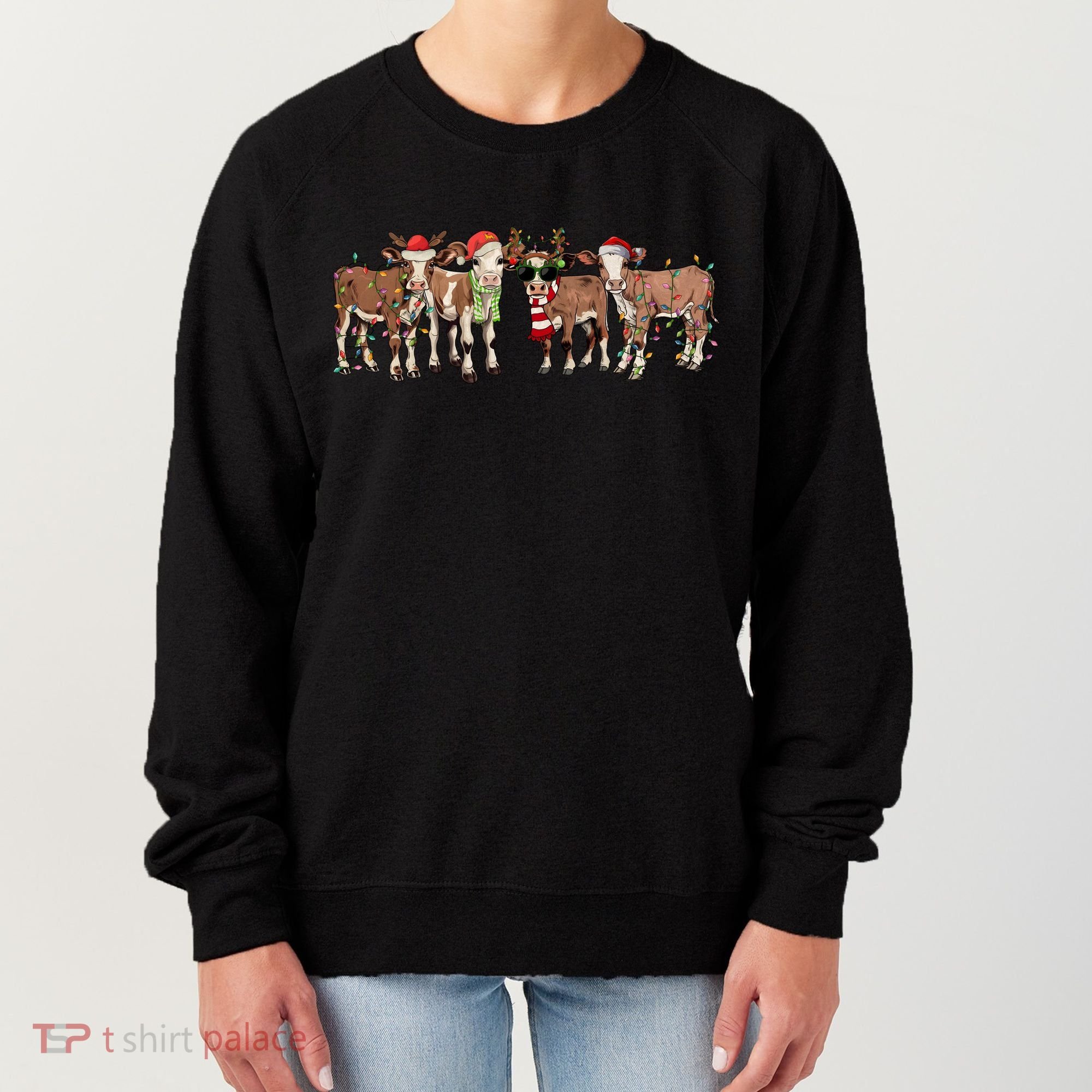 Christmas Cow Santa Claus Farmer Merry Christmas Women's Sweatshirt