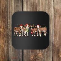 Christmas Cow Santa Claus Farmer Merry Christmas Coaster thumb 0