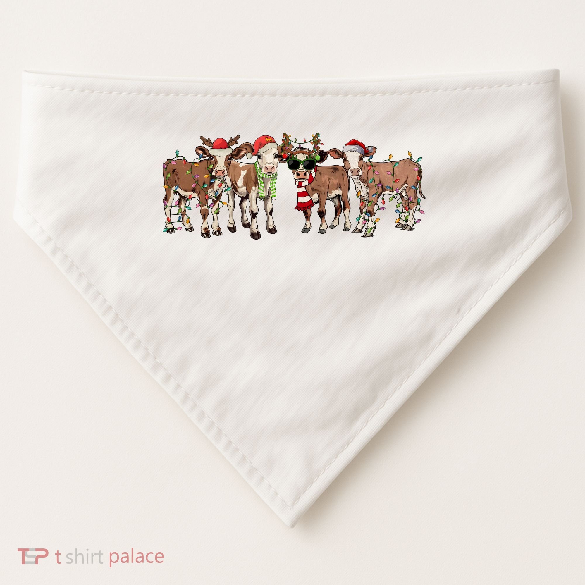 Christmas Cow Santa Claus Farmer Merry Christmas USA-Made Doggie Bandana