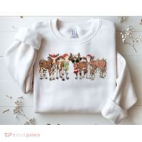 Christmas Cow Santa Claus Farmer Merry Christmas Sweatshirt thumb 2