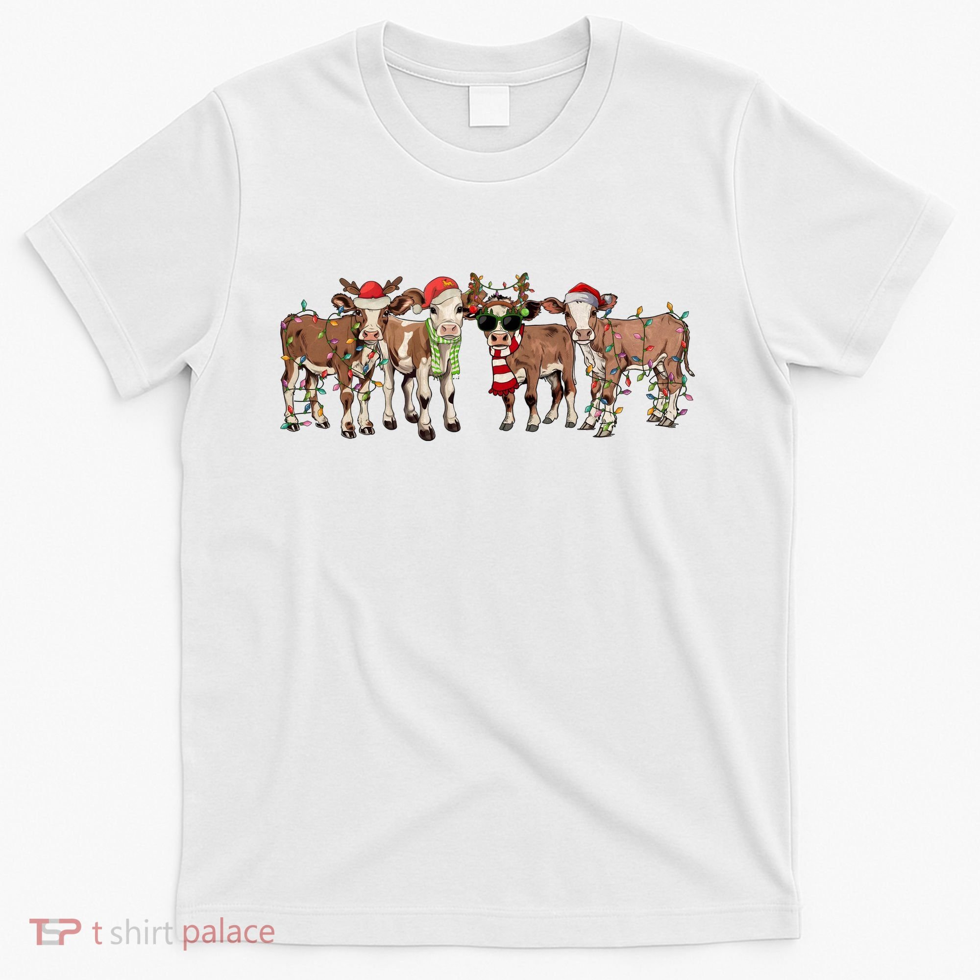 Christmas Cow Santa Claus Farmer Merry Christmas T-Shirt