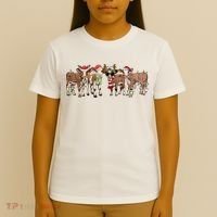 Christmas Cow Santa Claus Farmer Merry Christmas T-Shirt thumb 4
