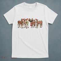Christmas Cow Santa Claus Farmer Merry Christmas T-Shirt thumb 5