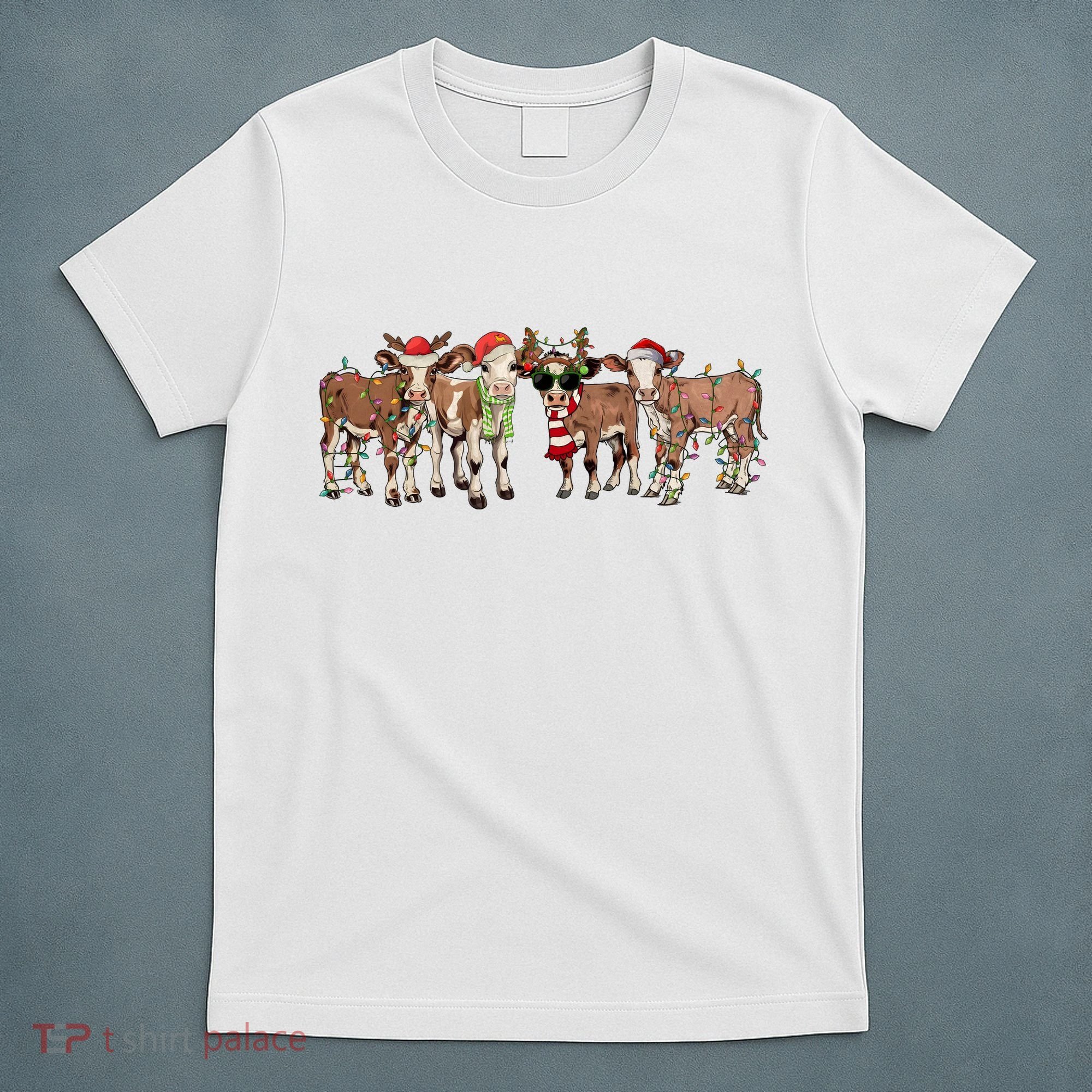 Christmas Cow Santa Claus Farmer Merry Christmas T-Shirt
