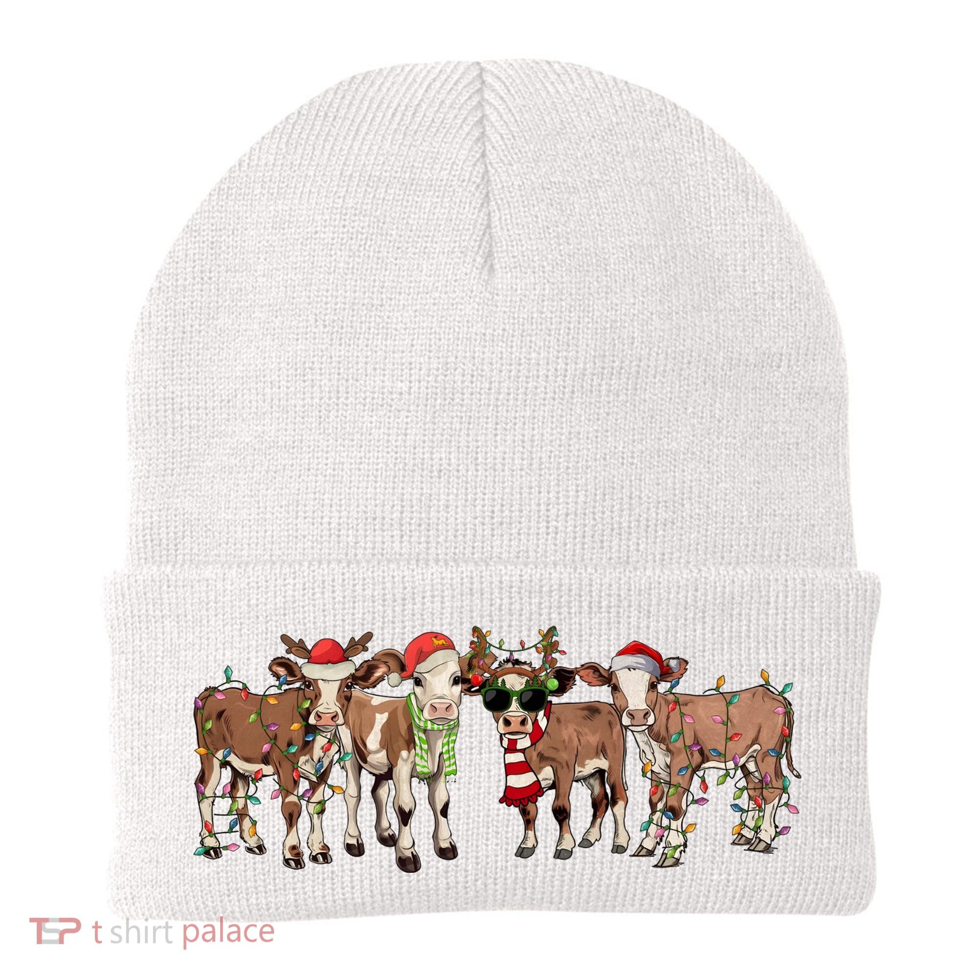 Christmas Cow Santa Claus Farmer Merry Christmas Beanie