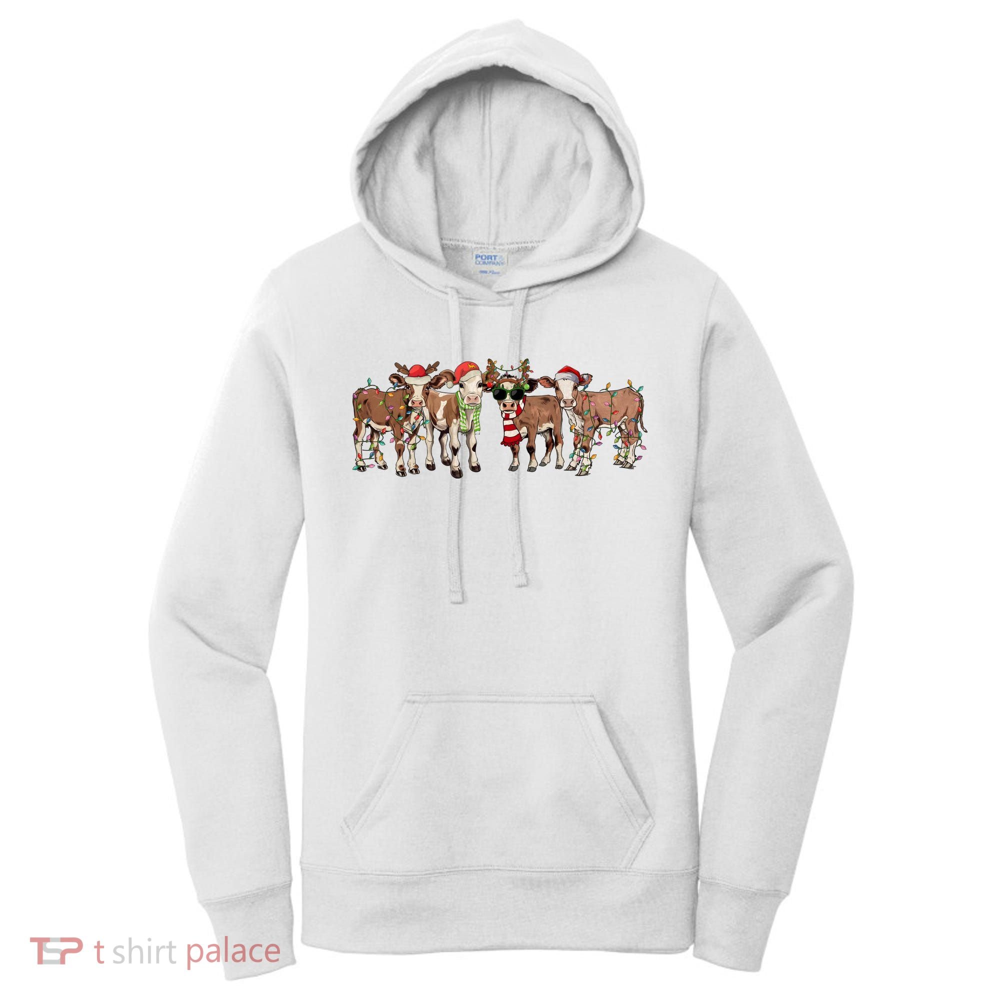 Christmas Cow Santa Claus Farmer Merry Christmas Women's Hoodie