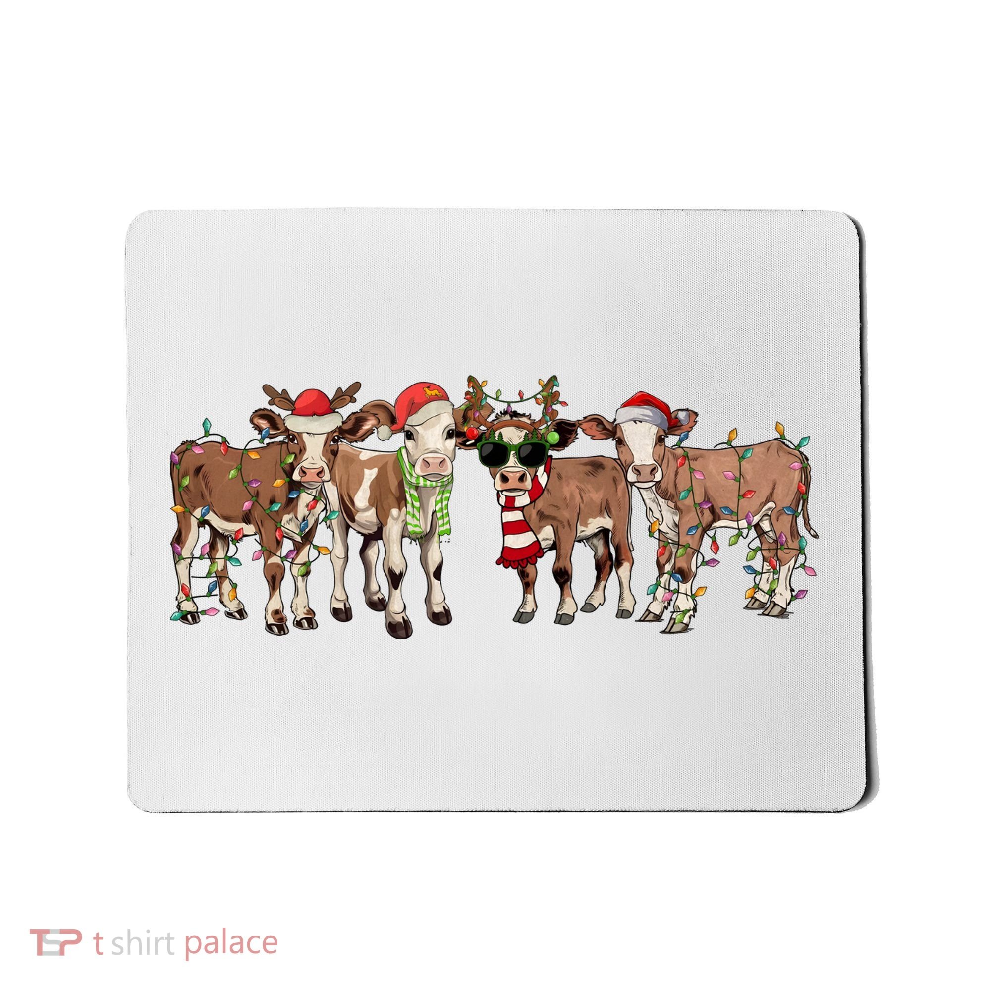 Christmas Cow Santa Claus Farmer Merry Christmas Mousepad