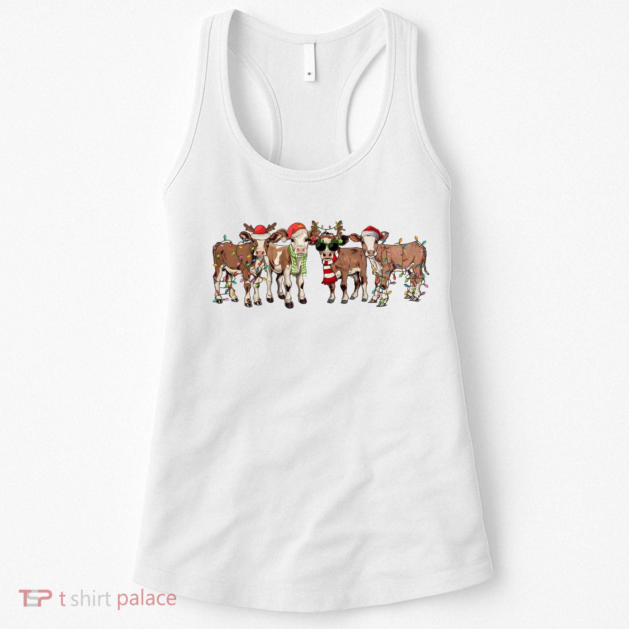 Christmas Cow Santa Claus Farmer Merry Christmas Women's Tank Top