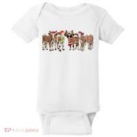 Christmas Cow Santa Claus Farmer Merry Christmas Baby Bodysuit thumb 0