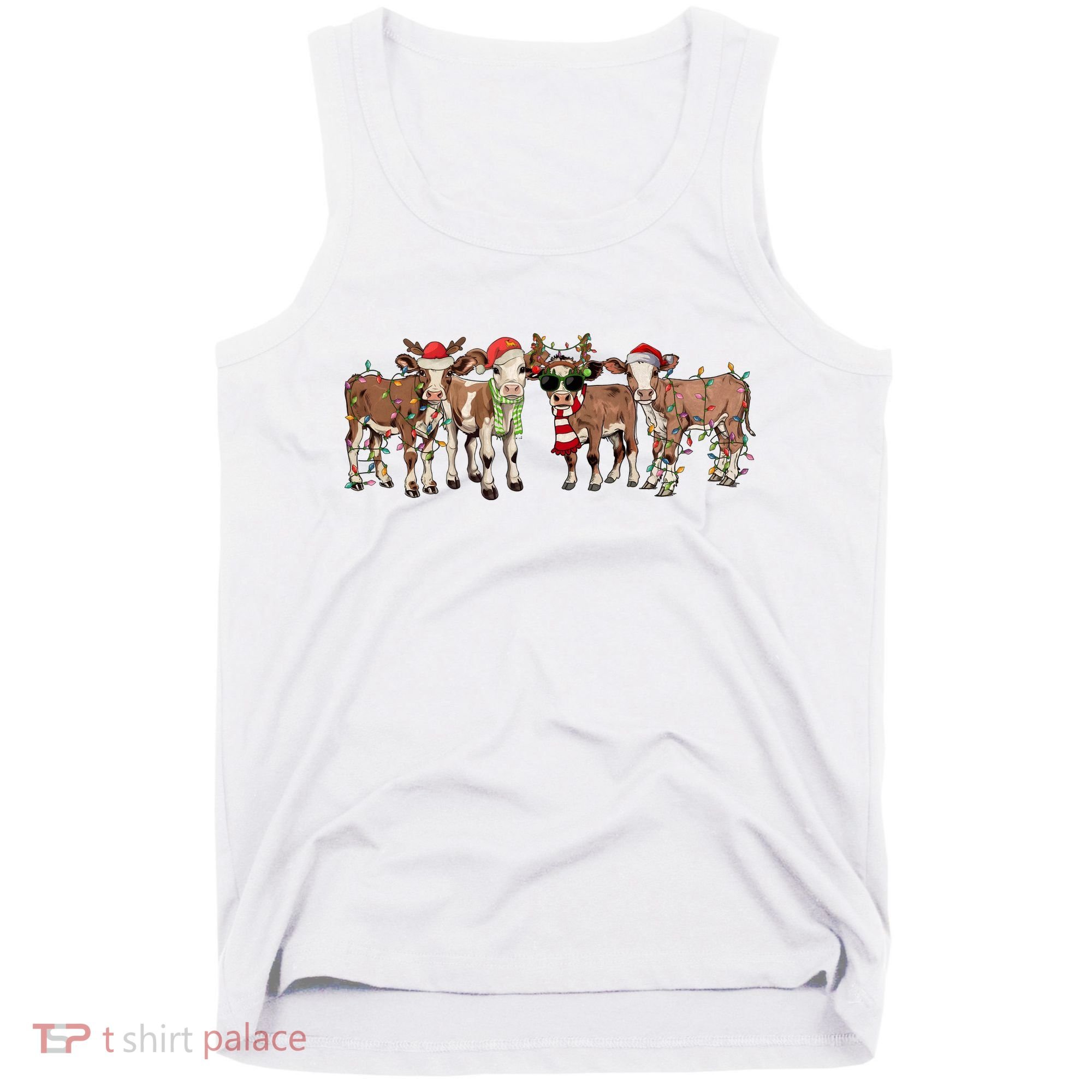 Christmas Cow Santa Claus Farmer Merry Christmas Tank Top