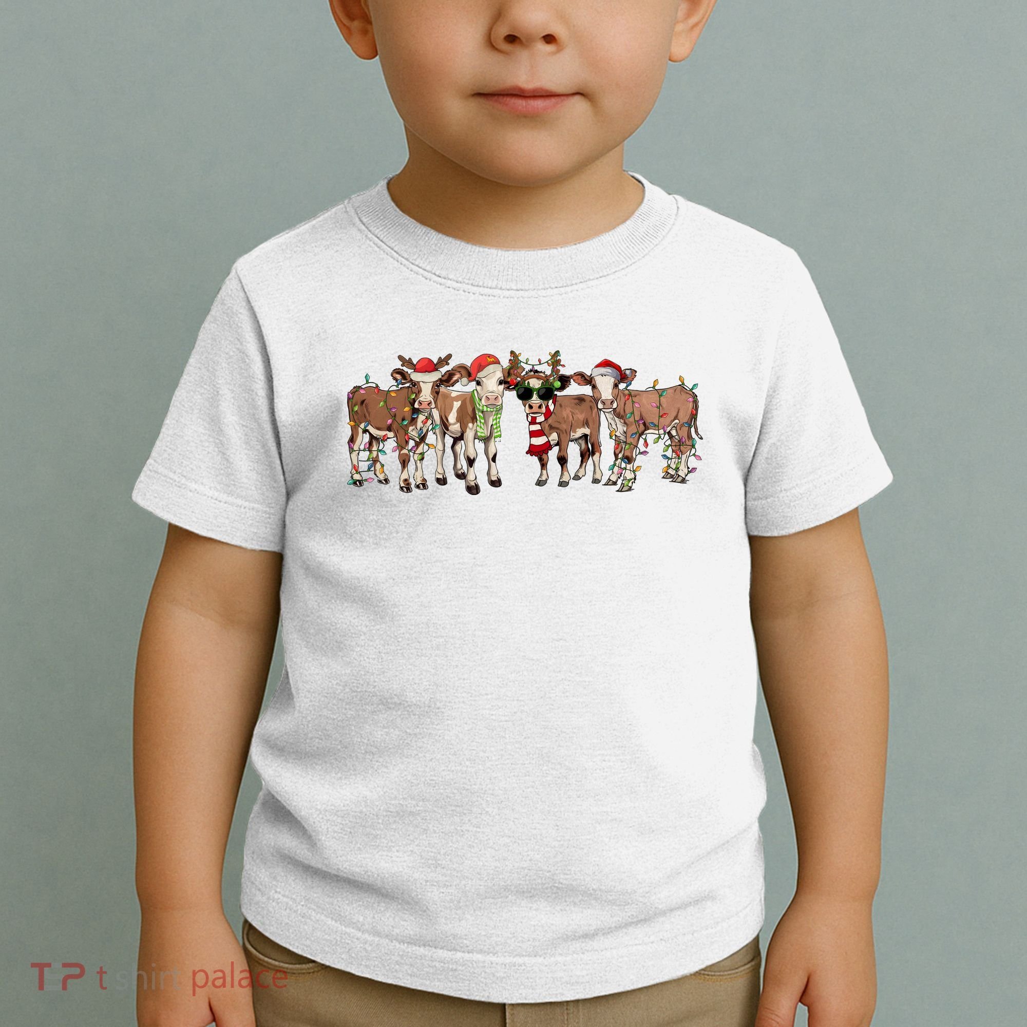Christmas Cow Santa Claus Farmer Merry Christmas Toddler T-Shirt