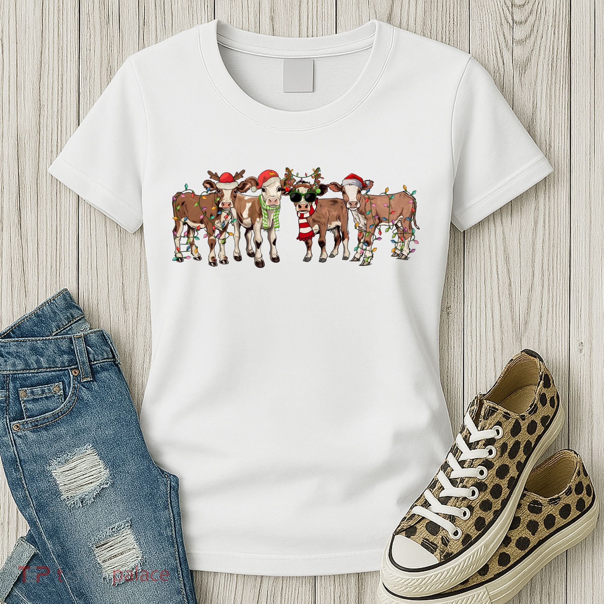 Christmas Cow Santa Claus Farmer Merry Christmas Women's T-Shirt