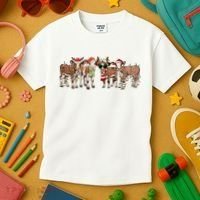 Christmas Cow Santa Claus Farmer Merry Christmas Kids T-Shirt thumb 3