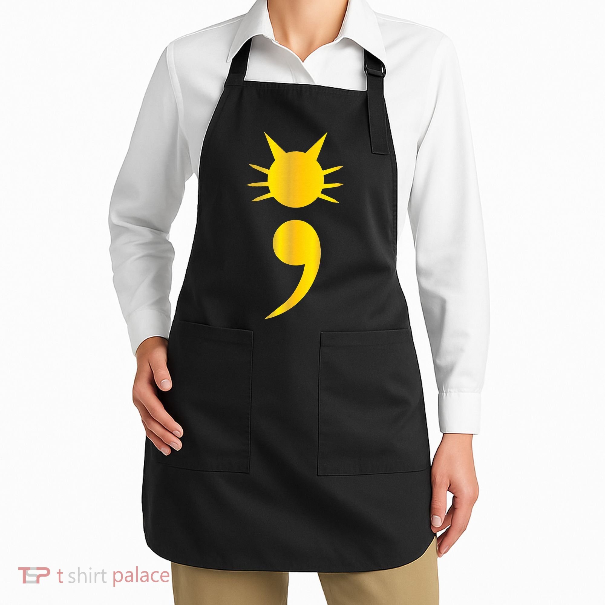 Cute Cat Semicolon May Mental Health Awareness Month Apron
