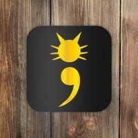 Cute Cat Semicolon May Mental Health Awareness Month Coaster thumb 0