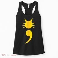 Cute Cat Semicolon May Mental Health Awareness Month Women's Tank Top thumb 0