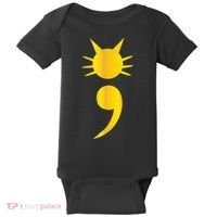 Cute Cat Semicolon May Mental Health Awareness Month Baby Bodysuit thumb 0