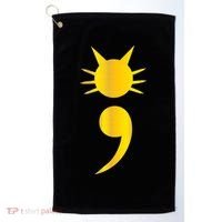 Cute Cat Semicolon May Mental Health Awareness Month Golf Towel thumb 0