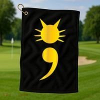 Cute Cat Semicolon May Mental Health Awareness Month Golf Towel thumb 1