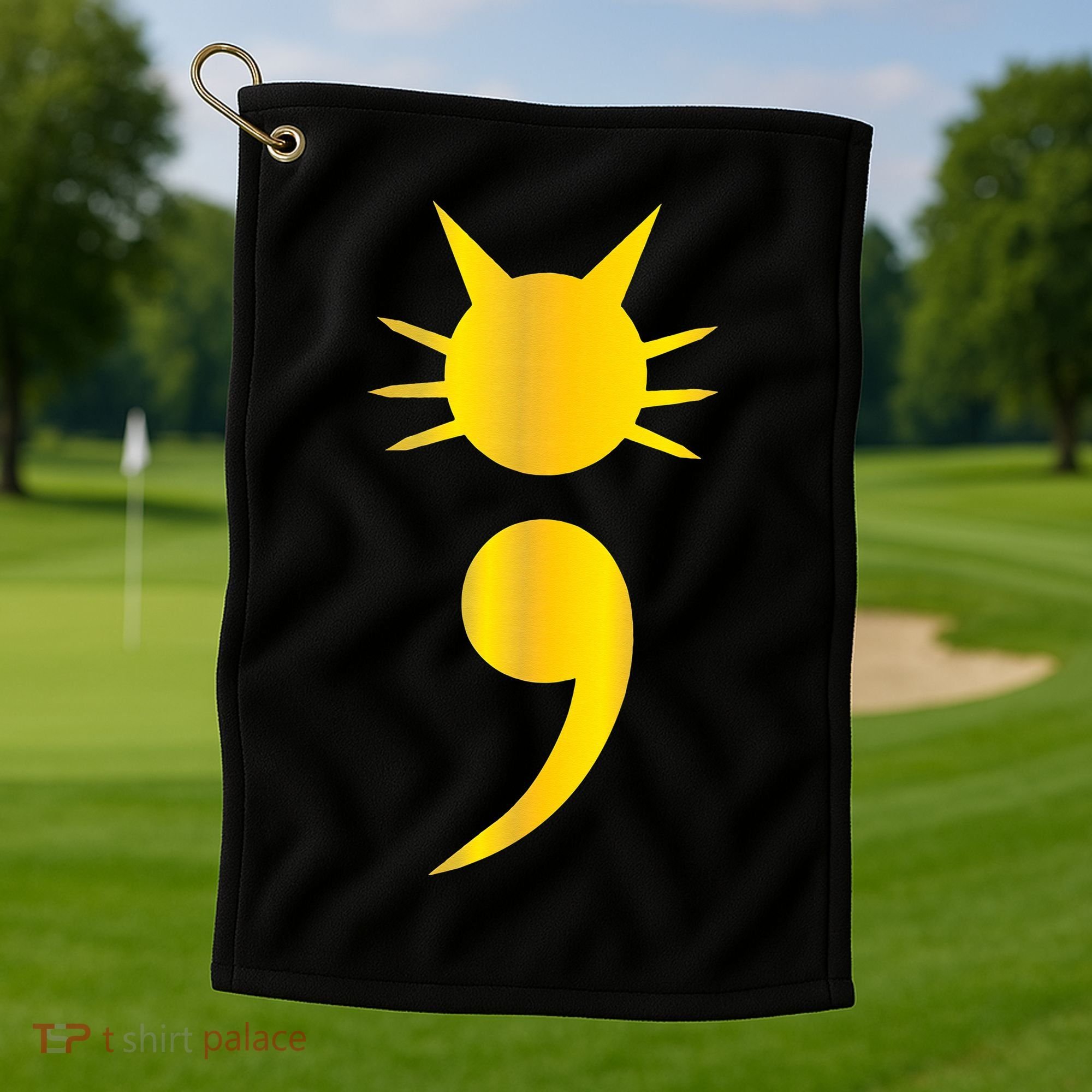 Cute Cat Semicolon May Mental Health Awareness Month Golf Towel