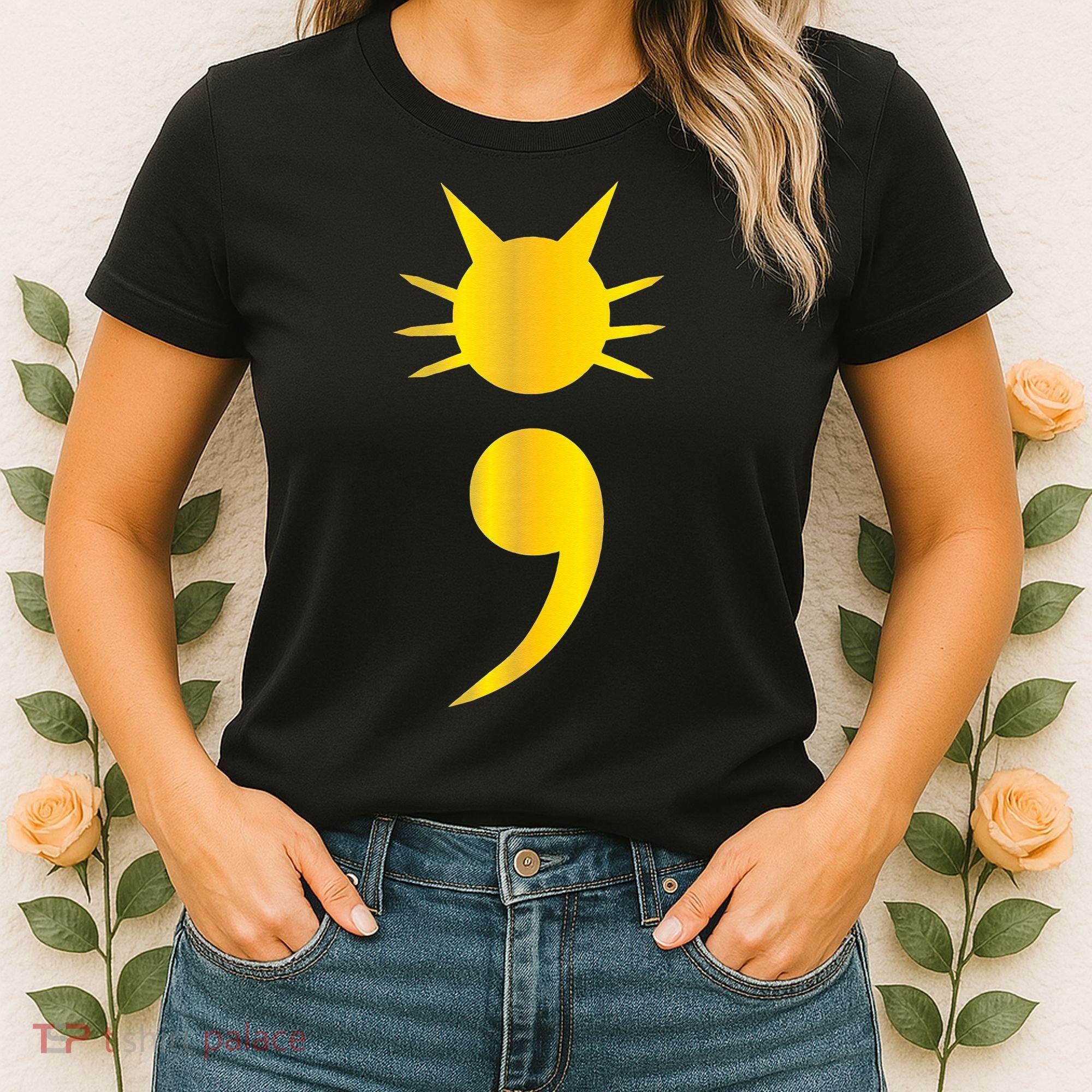 Cute Cat Semicolon May Mental Health Awareness Month Women's T-Shirt