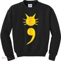Cute Cat Semicolon May Mental Health Awareness Month Kids Sweatshirt thumb 0