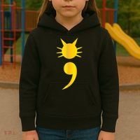 Cute Cat Semicolon May Mental Health Awareness Month Kids Hoodie thumb 3