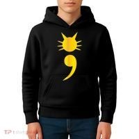 Cute Cat Semicolon May Mental Health Awareness Month Kids Hoodie thumb 4
