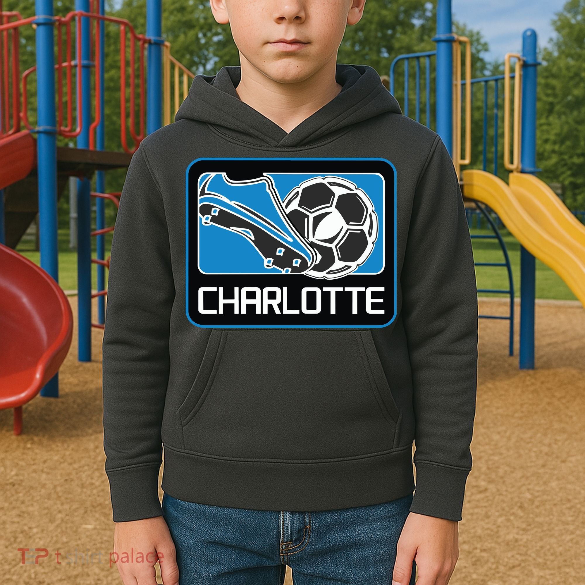 Cool Charlotte Soccer Cleats Kids Hoodie