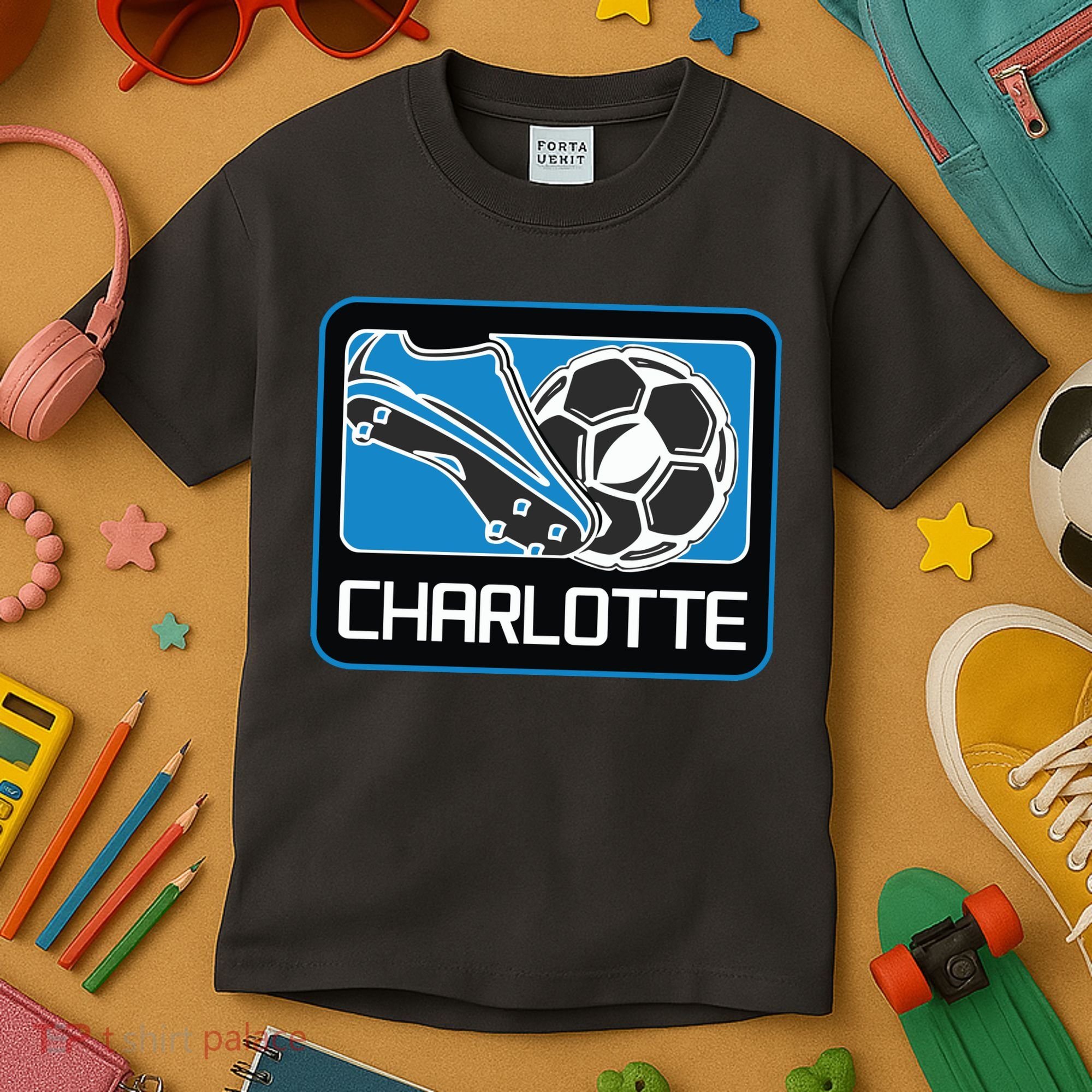 Cool Charlotte Soccer Cleats Kids T-Shirt