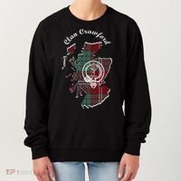 Clan Crawford Surname Last Name Scottish Tartan Crest Map Women's Sweatshirt thumb 0