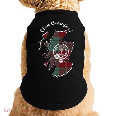 Clan Crawford Surname Last Name Scottish Tartan Crest Map Doggie Tank