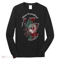 Clan Crawford Surname Last Name Scottish Tartan Crest Map Long Sleeve Shirt thumb 0