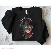Clan Crawford Surname Last Name Scottish Tartan Crest Map Sweatshirt thumb 2