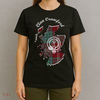 Clan Crawford Surname Last Name Scottish Tartan Crest Map T-Shirt thumb 4