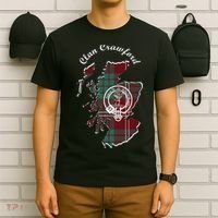 Clan Crawford Surname Last Name Scottish Tartan Crest Map T-Shirt thumb 6