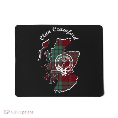 Clan Crawford Surname Last Name Scottish Tartan Crest Map Mousepad