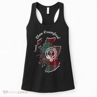 Clan Crawford Surname Last Name Scottish Tartan Crest Map Women's Tank Top thumb 0