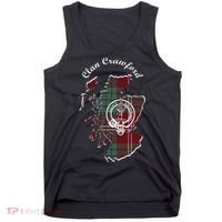 Clan Crawford Surname Last Name Scottish Tartan Crest Map Tank Top thumb 0