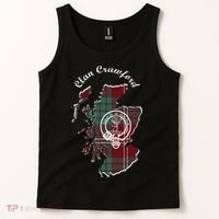Clan Crawford Surname Last Name Scottish Tartan Crest Map Tank Top thumb 2