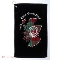 Clan Crawford Surname Last Name Scottish Tartan Crest Map Golf Towel thumb 0