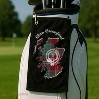 Clan Crawford Surname Last Name Scottish Tartan Crest Map Golf Towel thumb 2