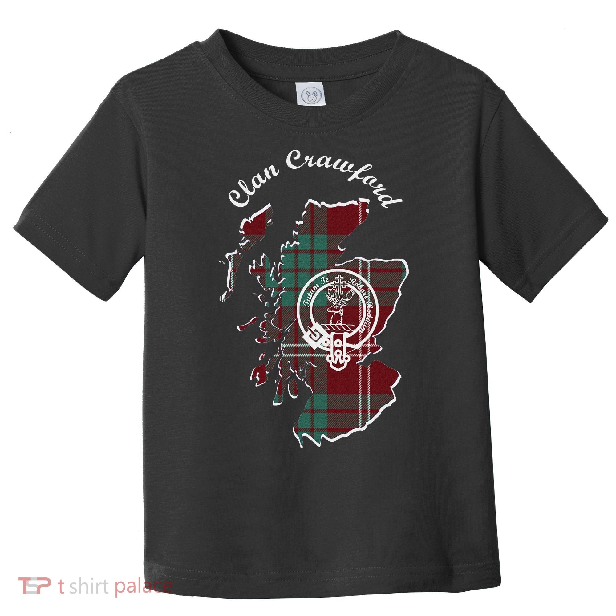 Clan Crawford Surname Last Name Scottish Tartan Crest Map Toddler T-Shirt