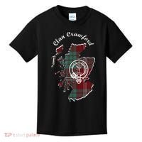 Clan Crawford Surname Last Name Scottish Tartan Crest Map Kids T-Shirt thumb 0