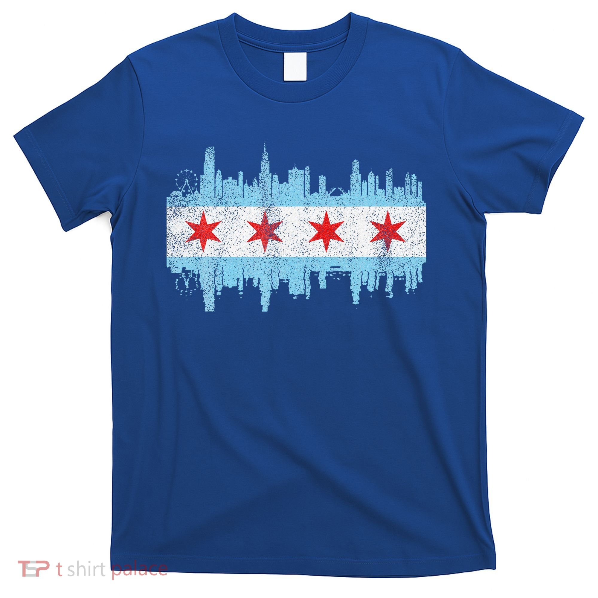 Chicago City Skyline Flag Vintage Chicago City T-Shirt