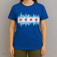 Chicago City Skyline Flag Vintage Chicago City T-Shirt thumb 4